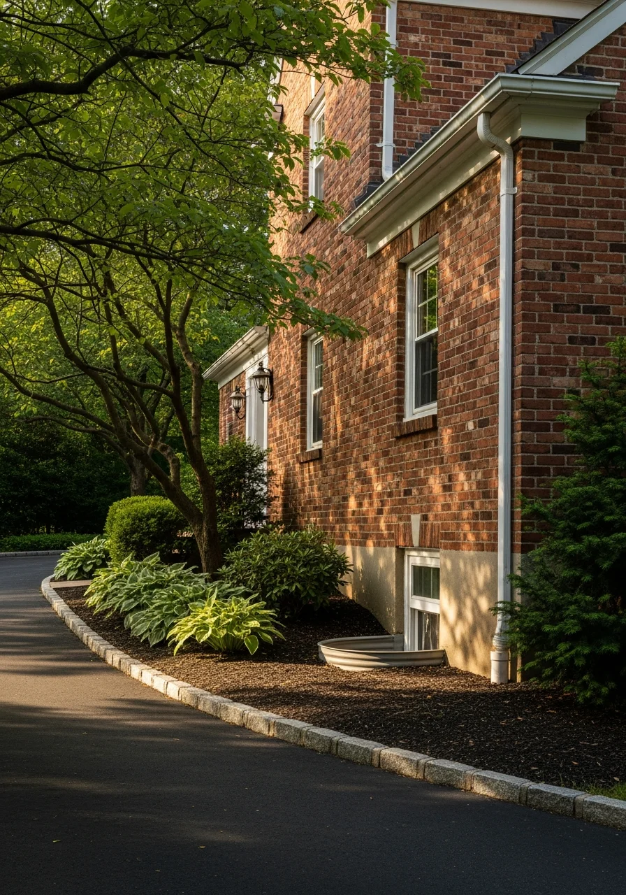 Residential driveway and home exterior in Northeast Philadelphia neighborhood with brick and siding.